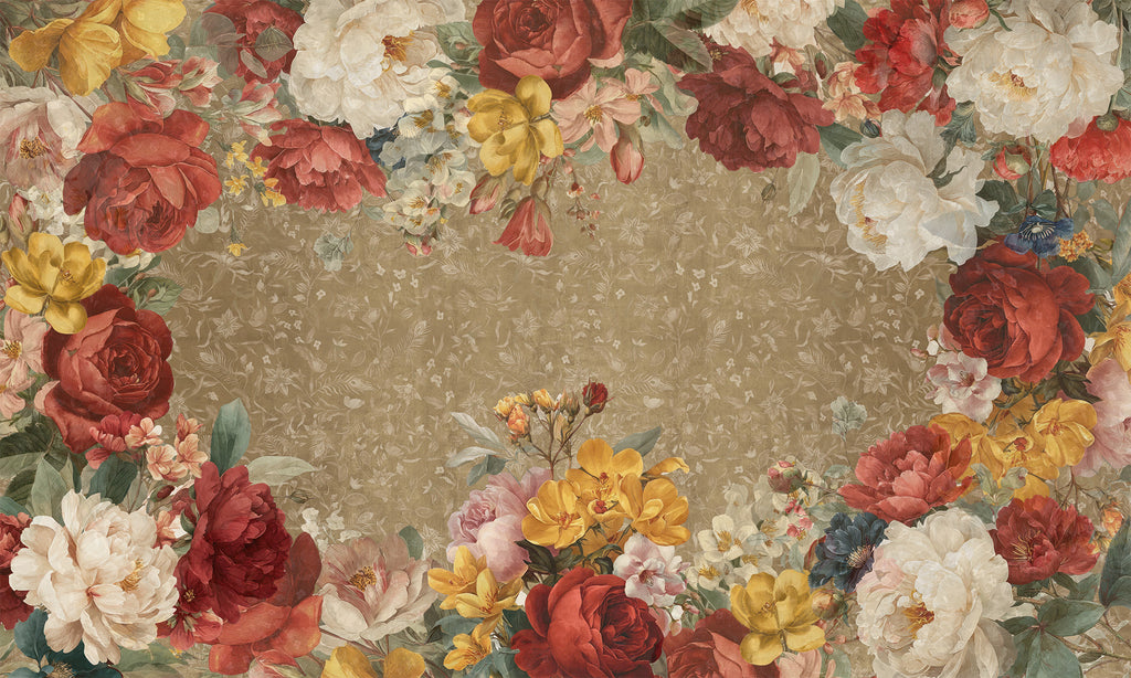 De Ronsard premium linen tablecloth 150 x 250 cm with painterly rose motif
