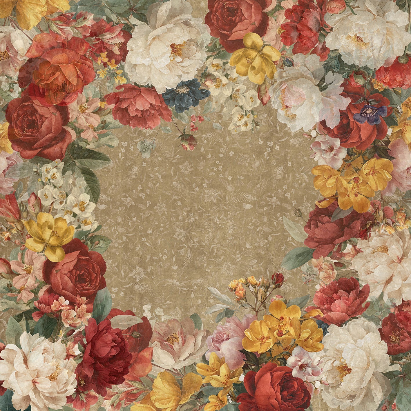 De Ronsard premium linen square tablecloth 180 x 180 cm with romantic floral print