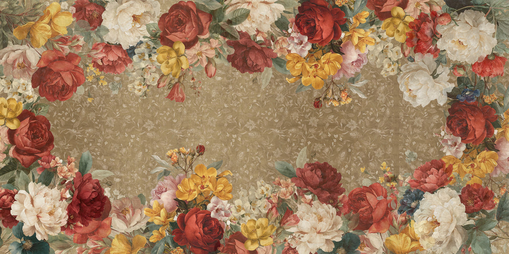 De Ronsard premium linen tablecloth 180 x 360 cm with floral rose print
