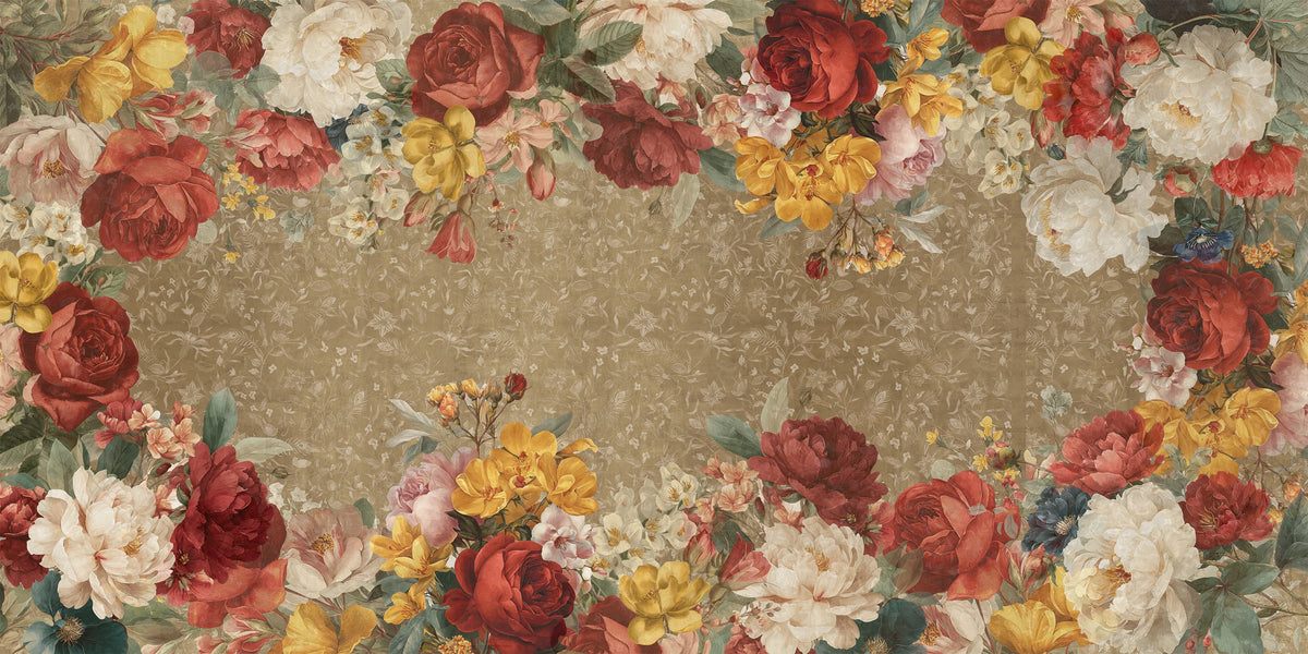 De Ronsard premium linen tablecloth 180 x 360 cm with floral rose print