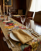 De Ronsard premium linen runner with romantic rose-inspired print
