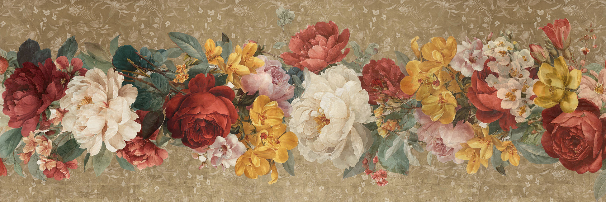 De Ronsard premium linen runner 50 x 150 cm with romantic rose garden print
