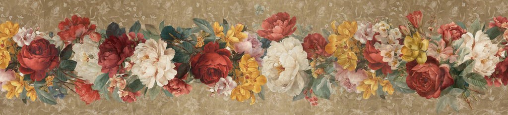De Ronsard premium linen runner 50 x 220 cm with elongated floral rose design