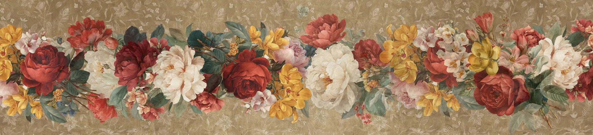 De Ronsard premium linen runner 50 x 220 cm with elongated floral rose design