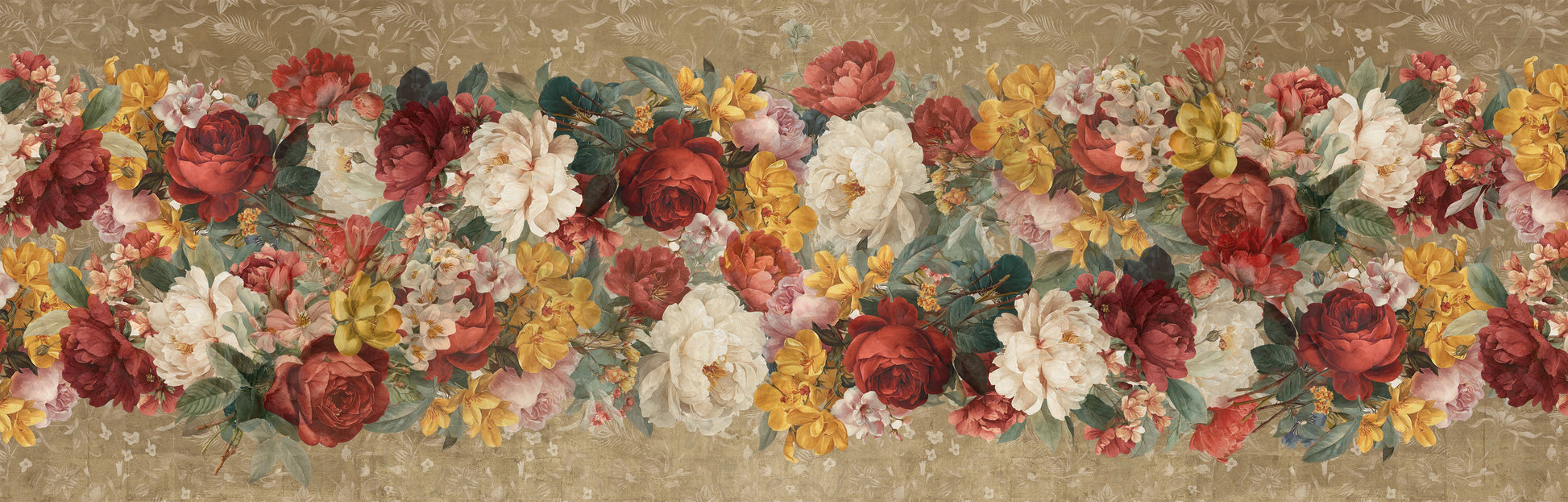 De Ronsard premium linen runner 80 x 250 cm with botanical rose artwork