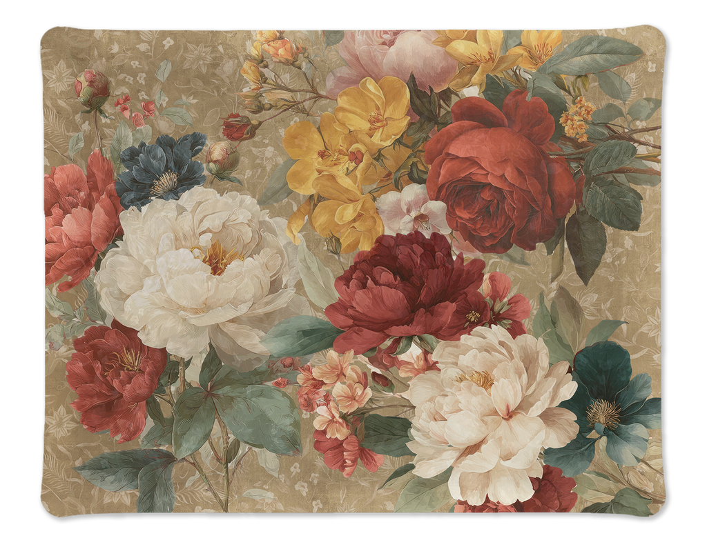 De Ronsard acrylic tray 46 x 36 cm with romantic floral printed linen