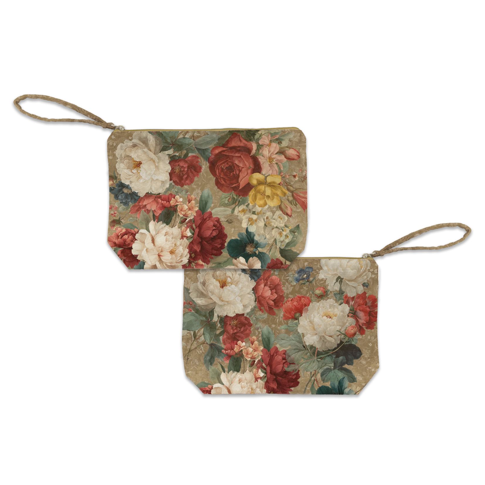 De Ronsard velvet pochette with romantic rose garden print
