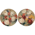 De Ronsard set of two round hardboard placemats with floral rose artwork