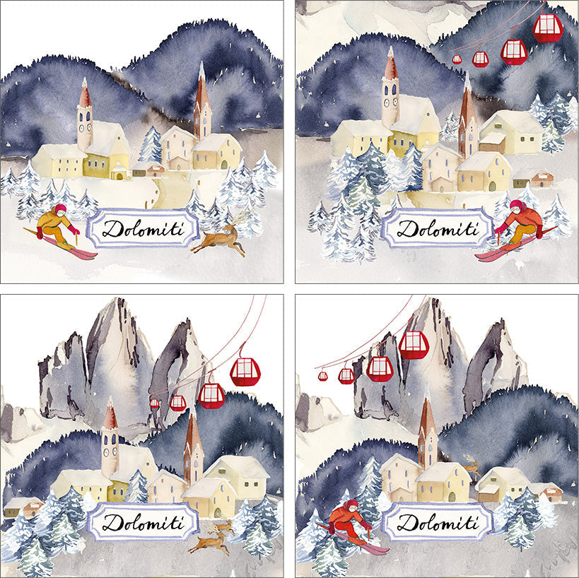 Set Of 4 Napkins Dolomiti 100% Made in Italy The Napking