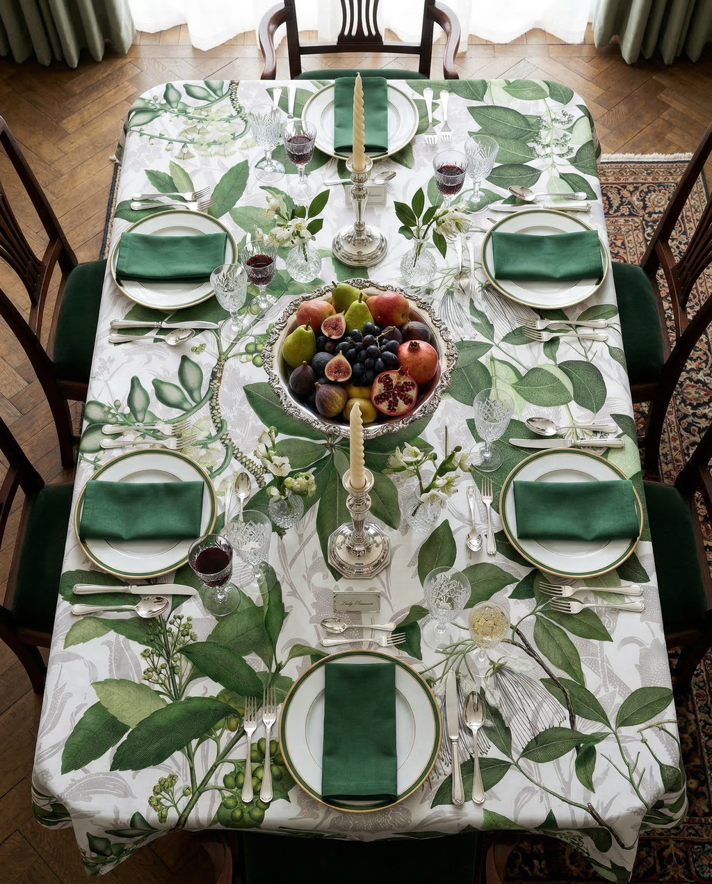 Hedycarya tablecloth premium linen with digitally printed decorative design