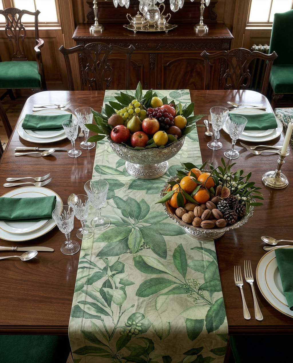 Hedycarya Runner Premium Linen with botanical print