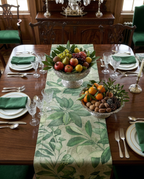 Hedycarya Runner Premium Linen with botanical print
