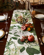 Hedycarya Runner Premium Linen with botanical print