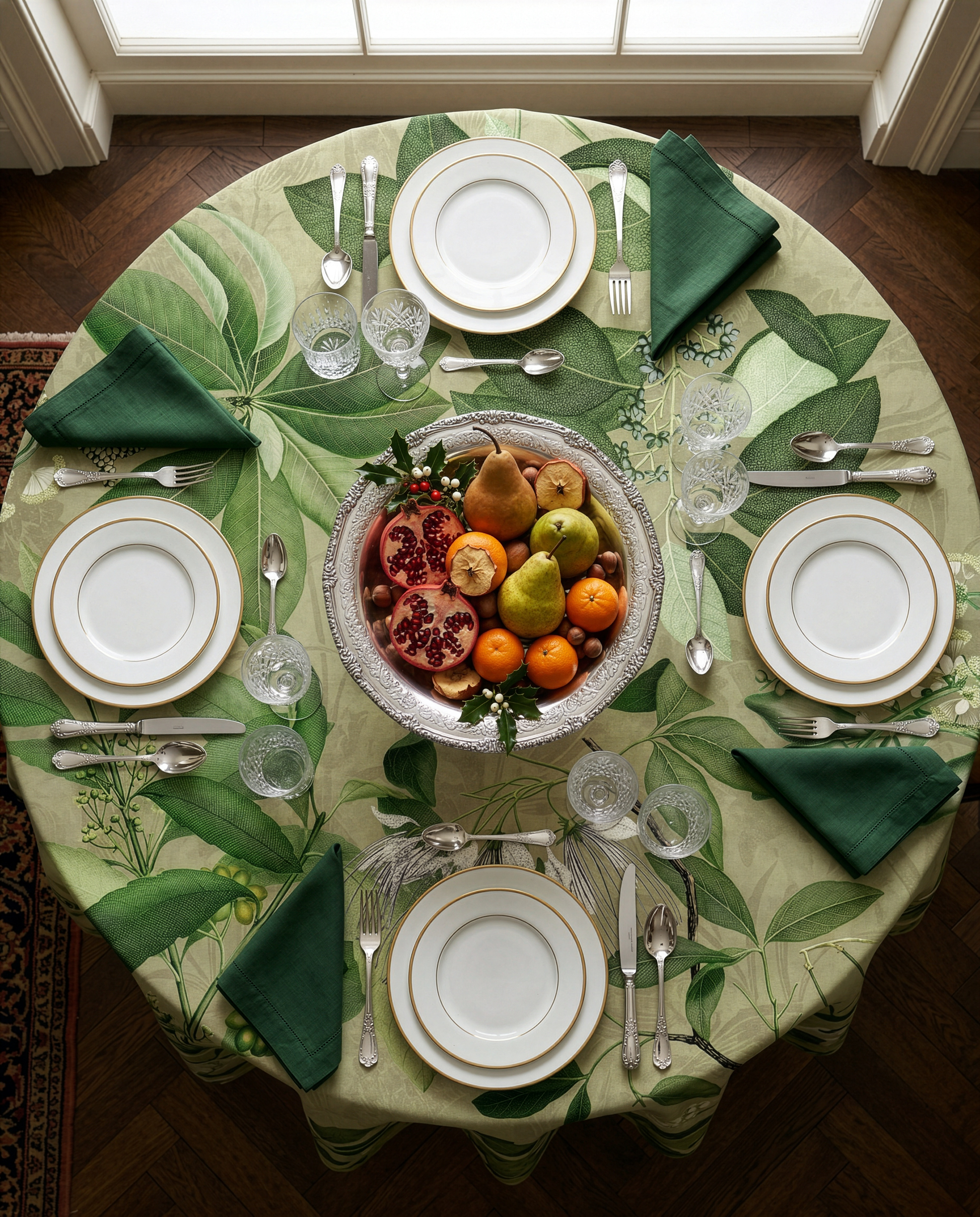 Hedycarya tablecloth premium linen with digitally printed decorative design
