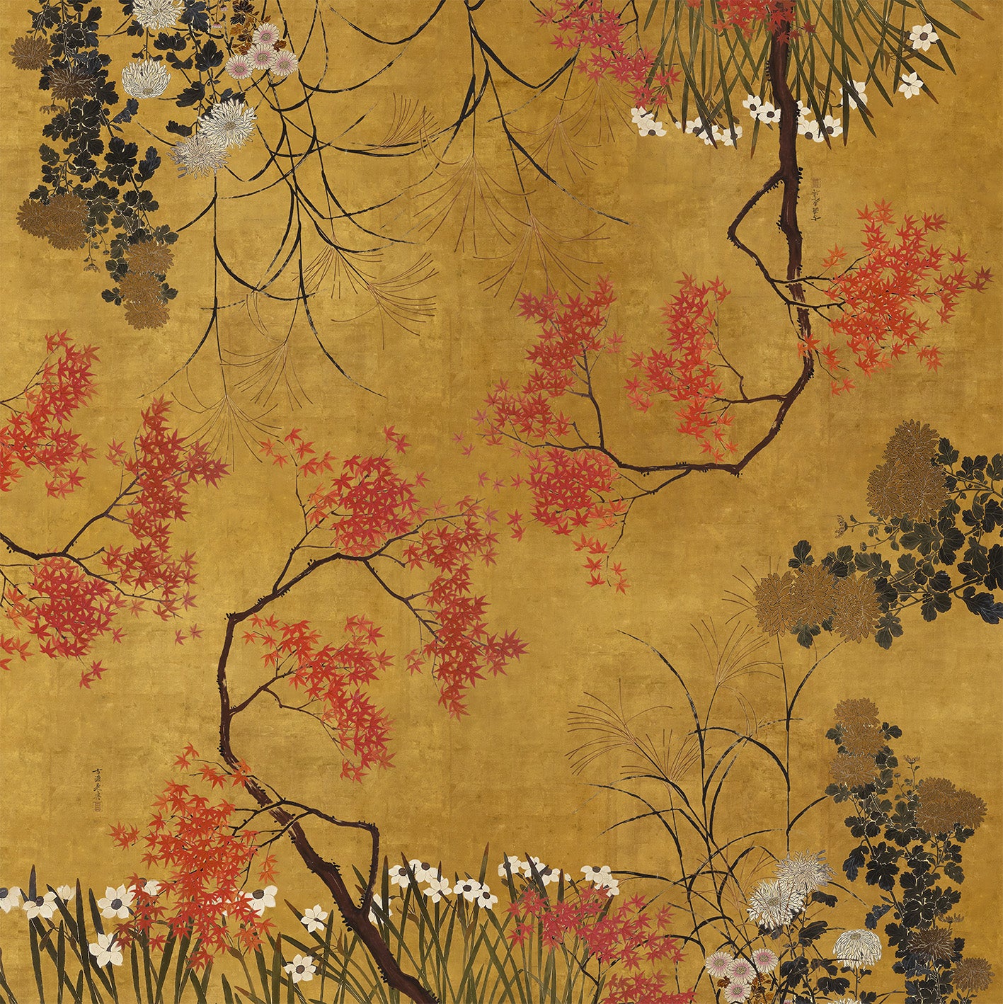 Eiji tablecloth premium linen in 210Ø cm with digitally printed decorative design