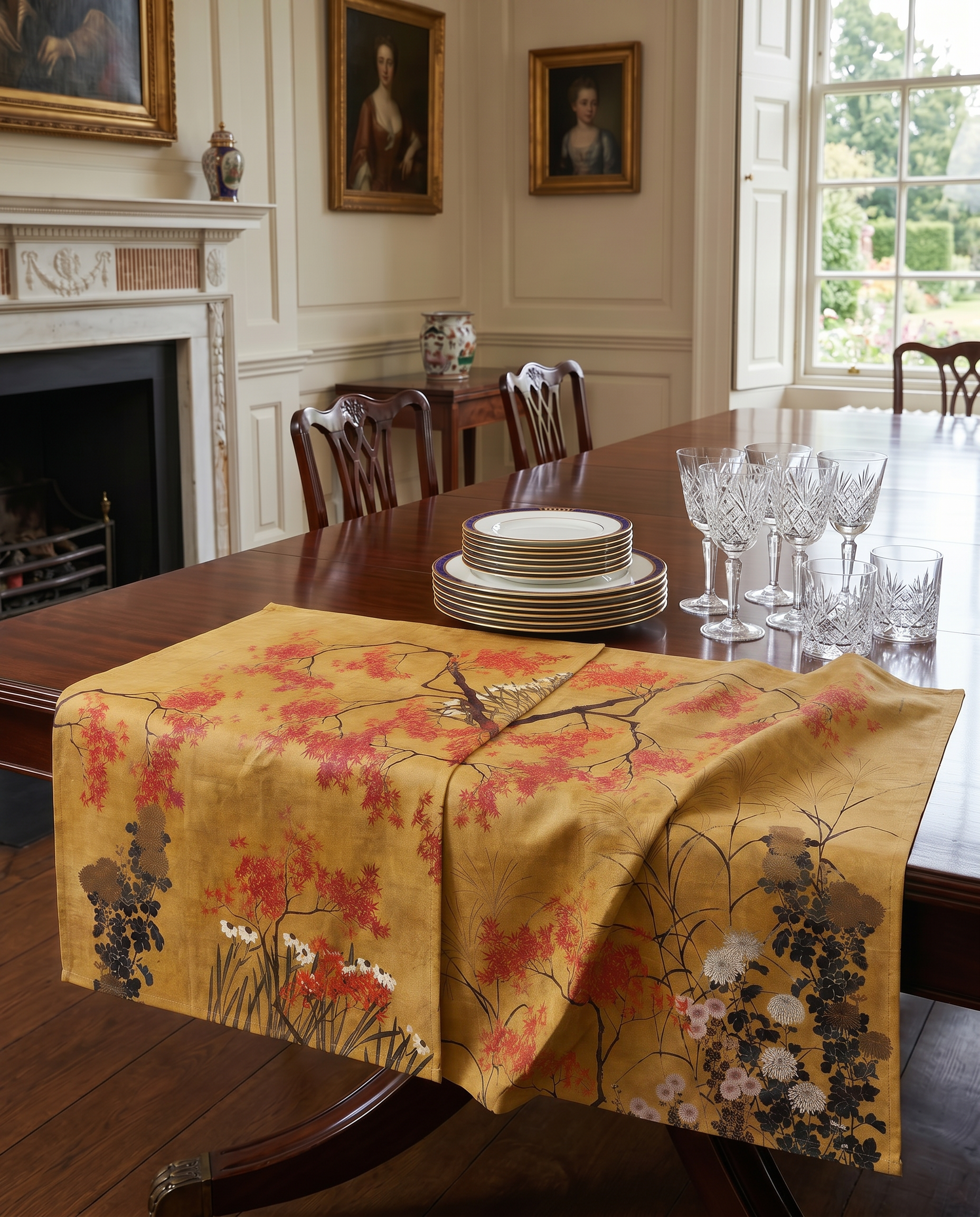 Eiji kitchen towels in Premium Linen with digitally printed design, image 1