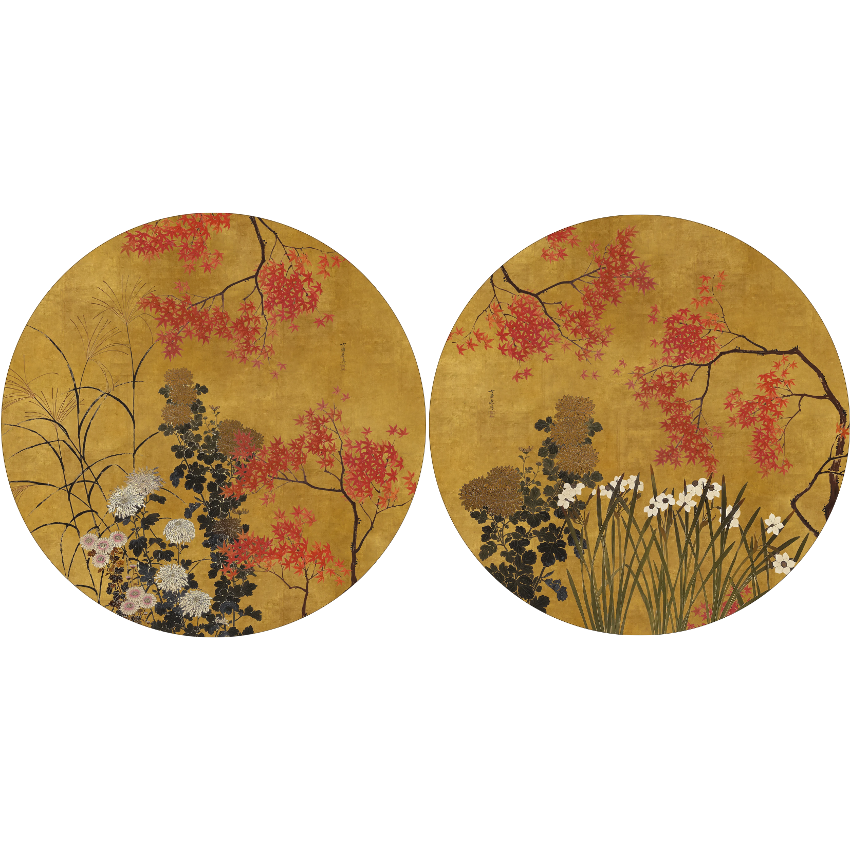 Eiji round hardboard placemats with coordinated decorative print by The Napking