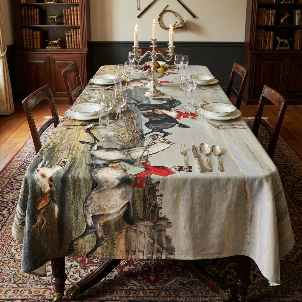 England tablecloth premium linen with digitally printed decorative design