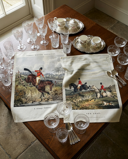 England kitchen towels in Premium Linen with digitally printed design, image 1