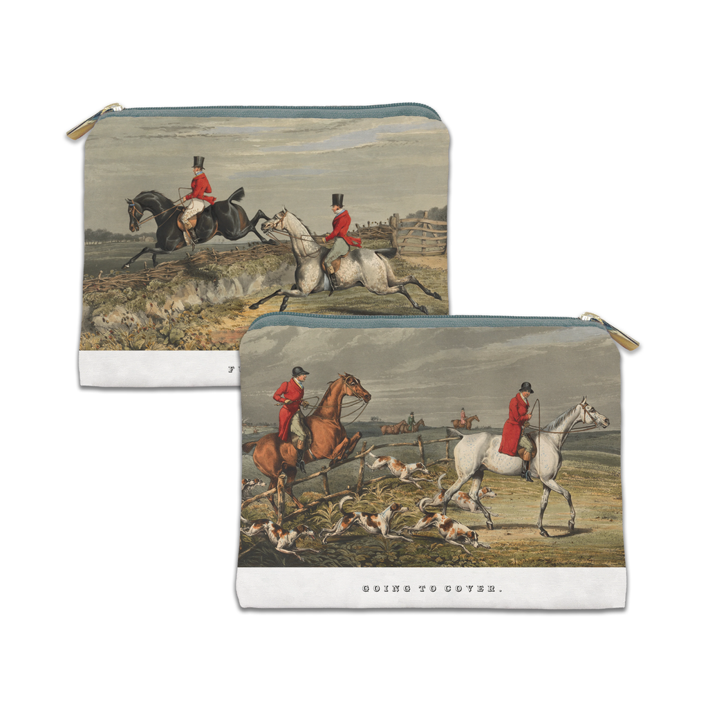 England velvet trousse with classic countryside decorative print