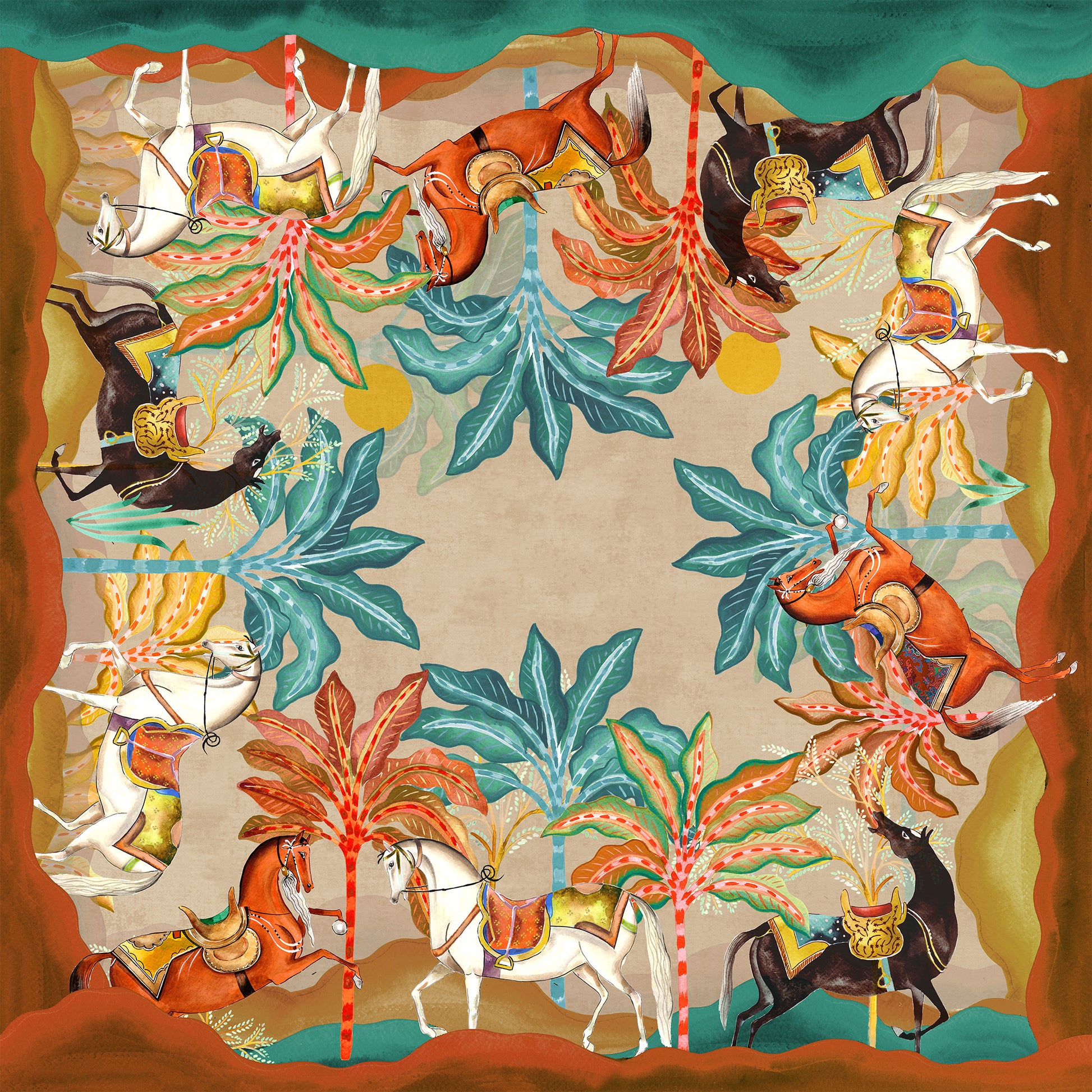 Equis tablecloth premium linen with digitally printed decorative design