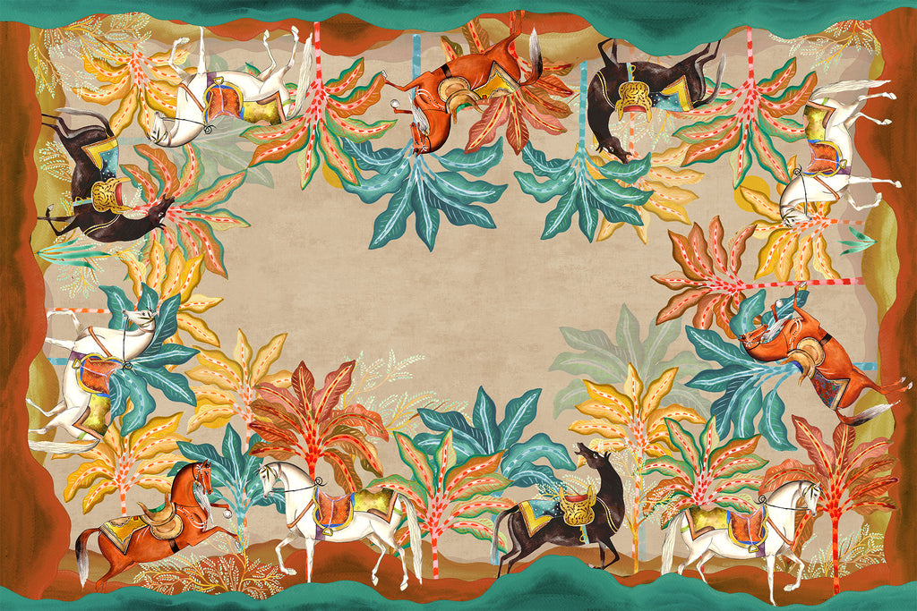 Equis tablecloth premium linen in 110x110 cm with digitally printed decorative design