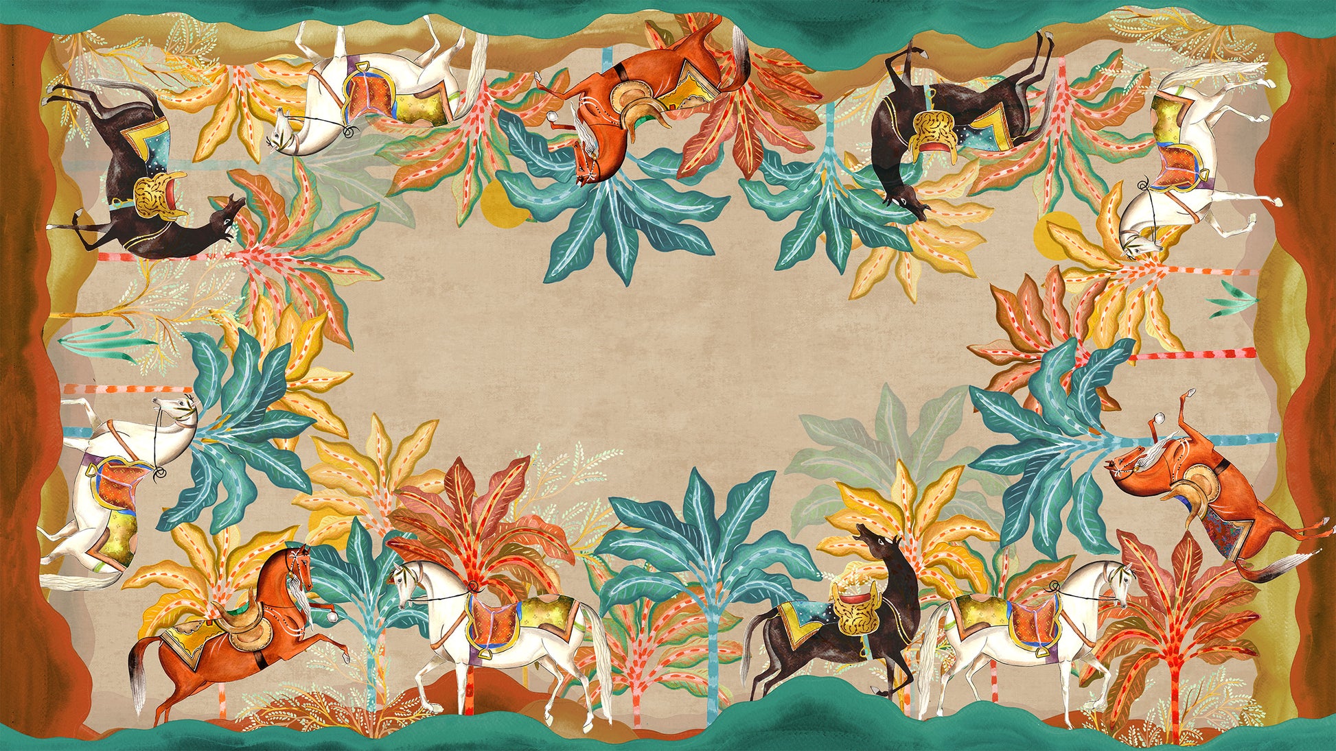 Equis tablecloth premium linen in 180x270 cm with digitally printed decorative design