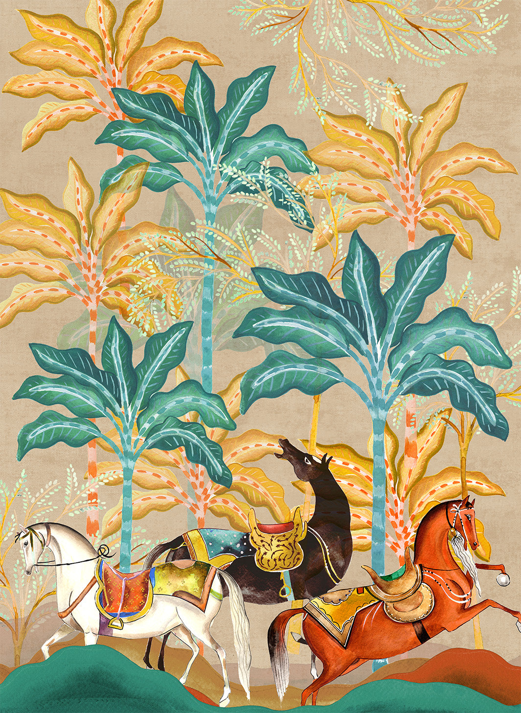 Equis kitchen towels in Premium Linen with digitally printed design, detail view
