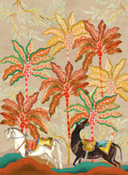 Equis kitchen towels in Premium Linen with digitally printed design, styled view