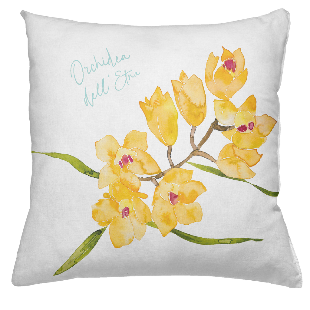 Linen Cushion Flora Rosa, 100% Made in Italy