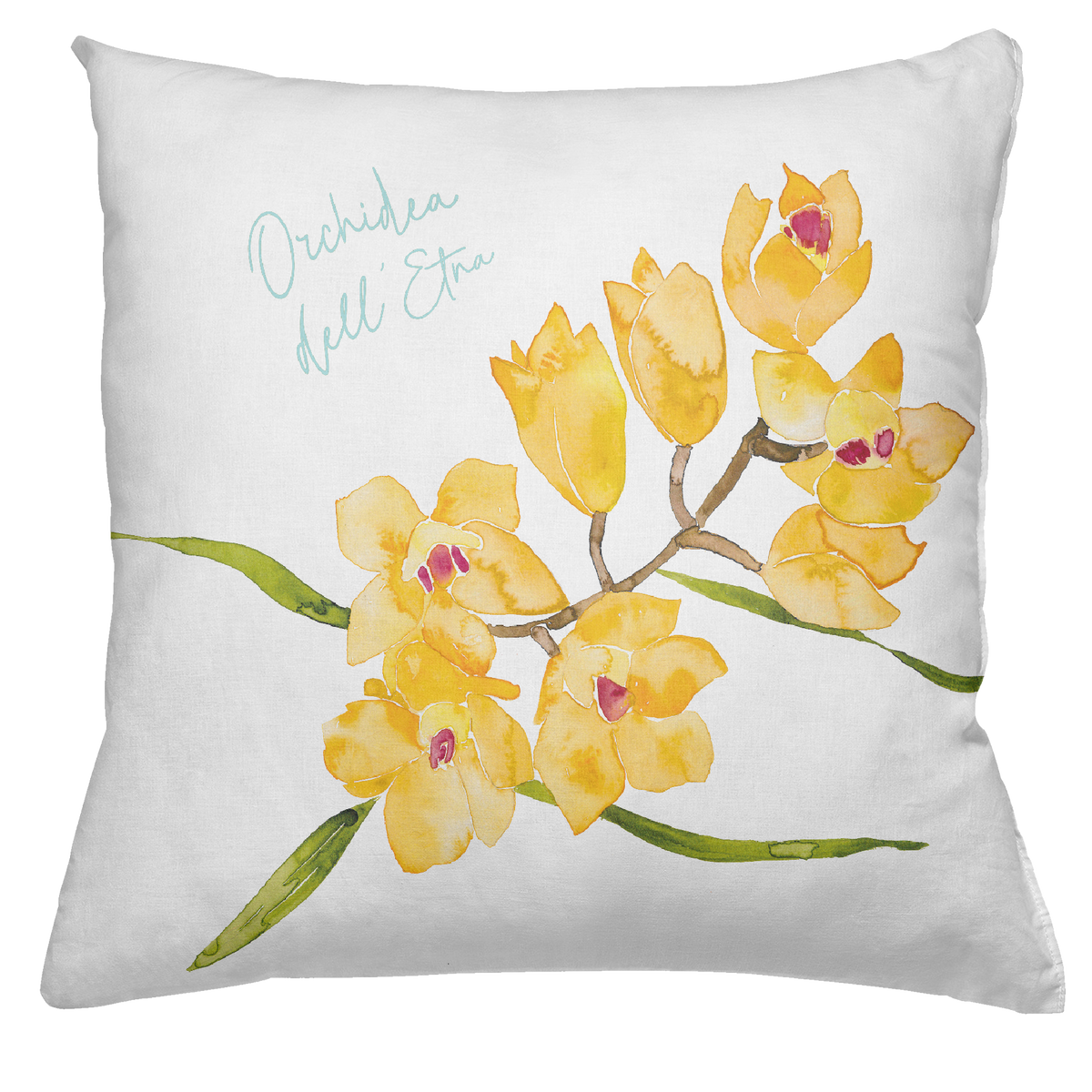 Coussin en lin Flora Rosa, 100 % fabriqué en Italie