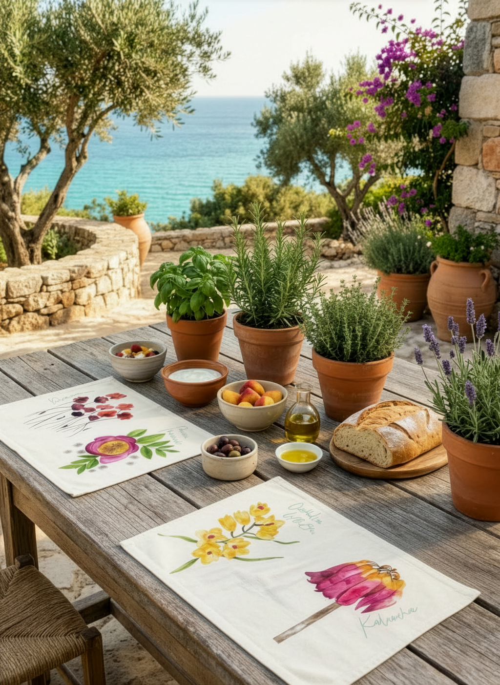 Set of 4 Placemats Flora Rosa Premium quality Linen