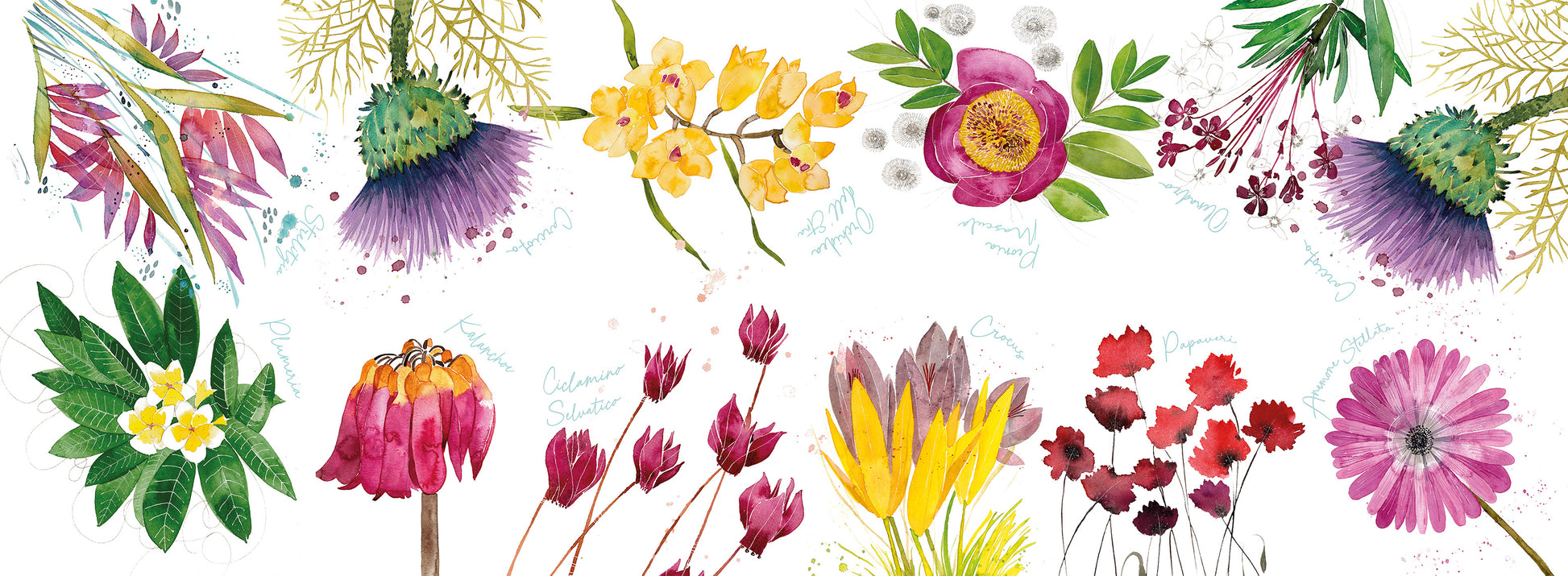 Premium Linen Runner Flora Rosa 100% Made in Italy