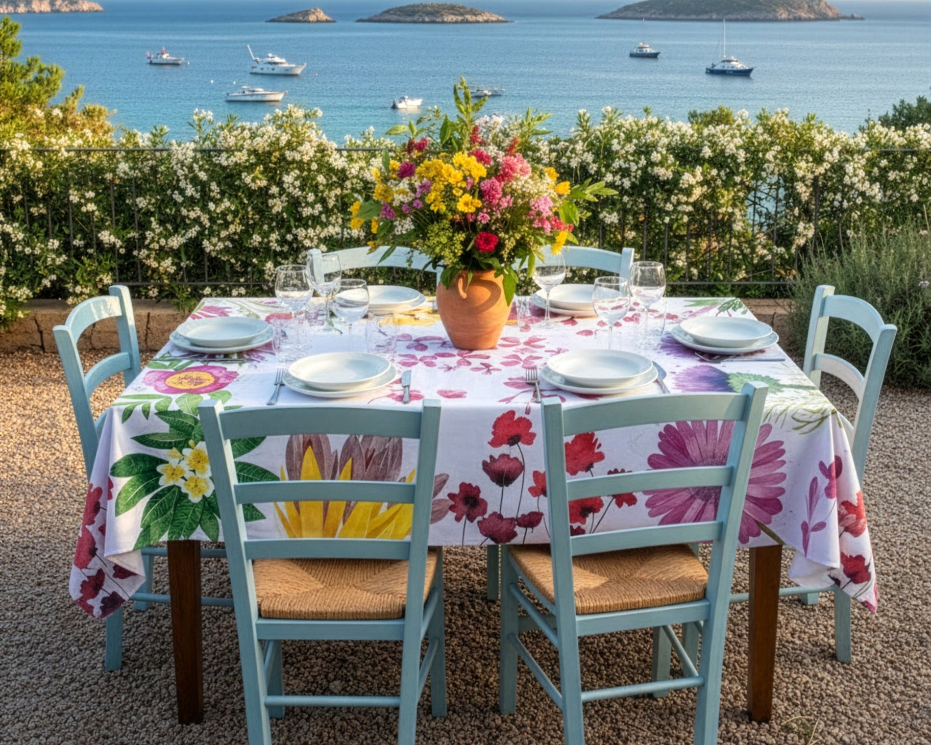 Premium Linen Tablecloth Flora Rosa