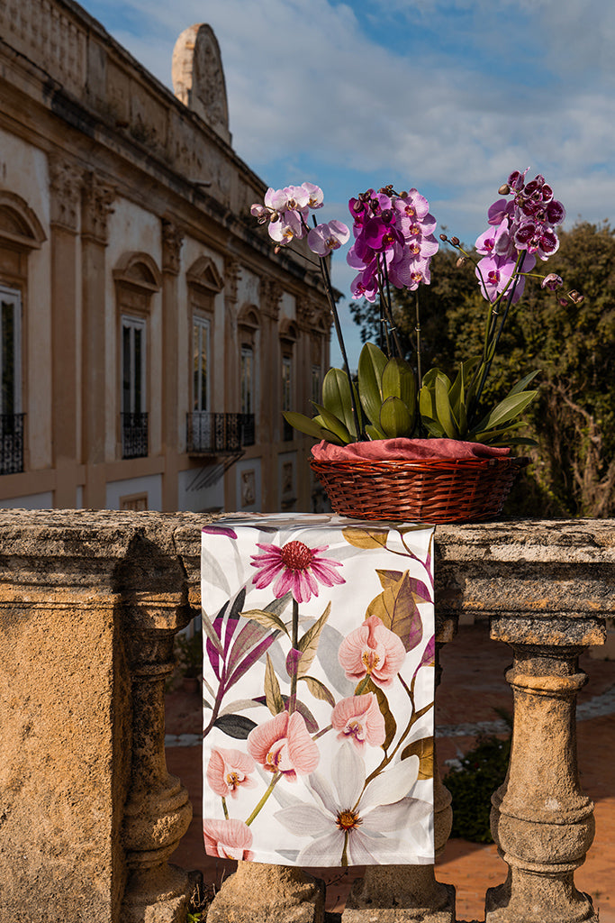 Cotton Satin Runner Floralia 100% Made in Italy - The Napking