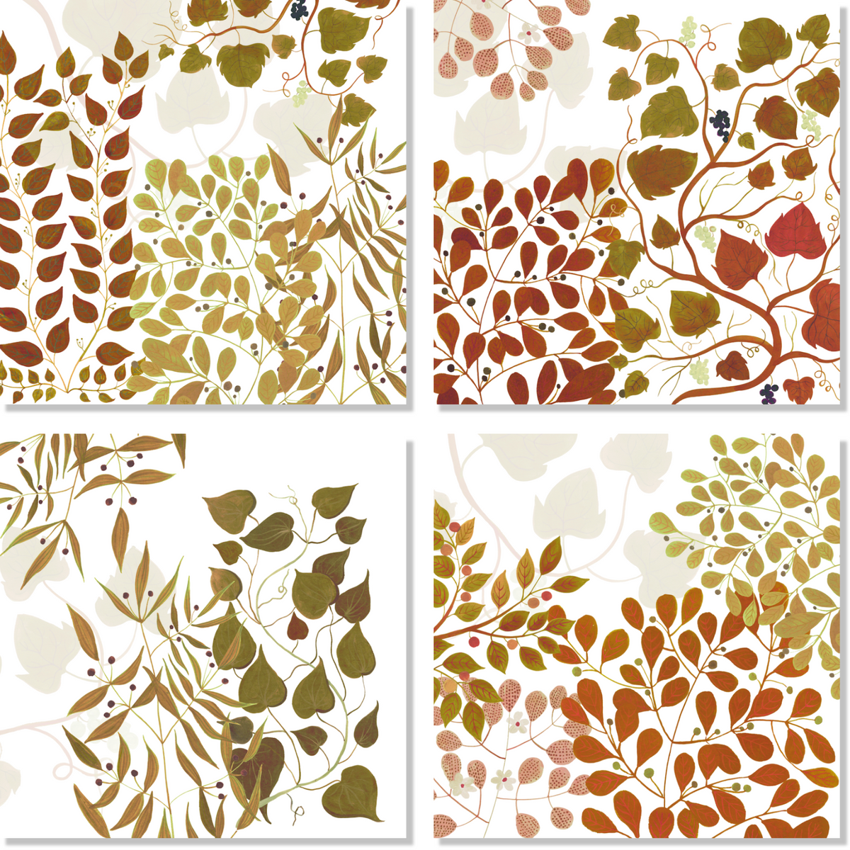Lot de 4 serviettes Foliage 100 % Made in Italy