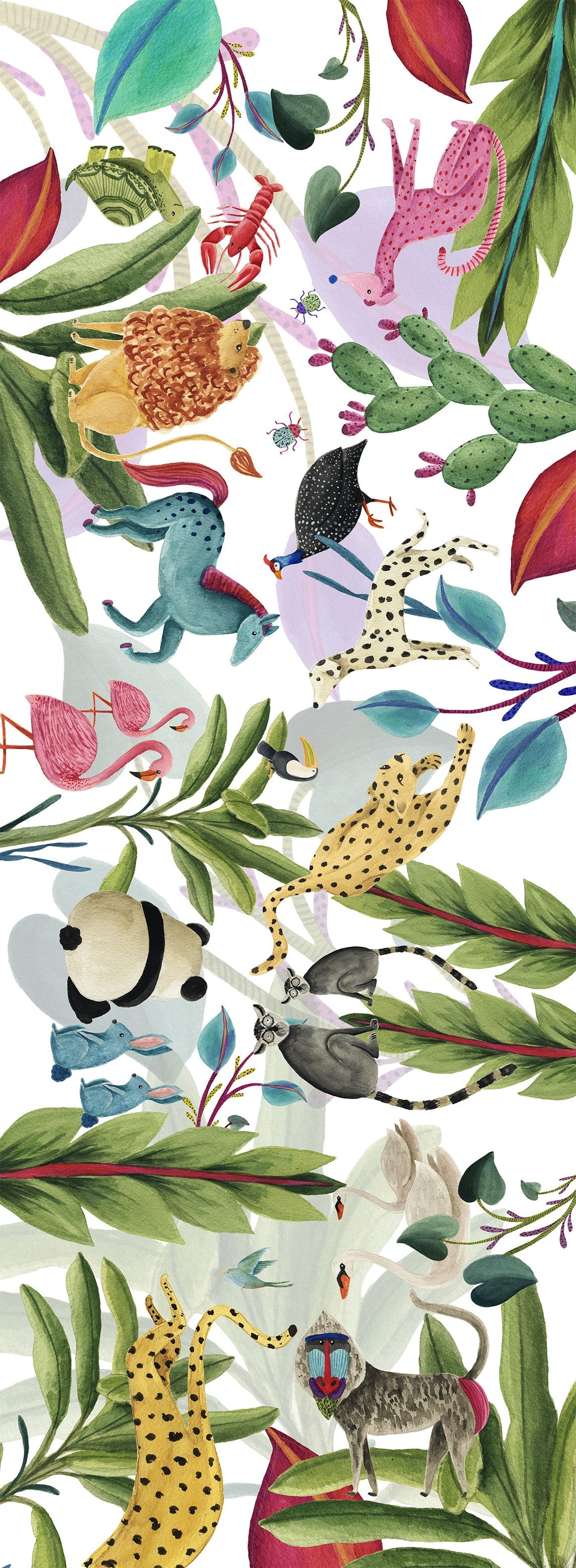 Cotton Satin Runner «Funky Animals» 100% Made in Italy - The Napking