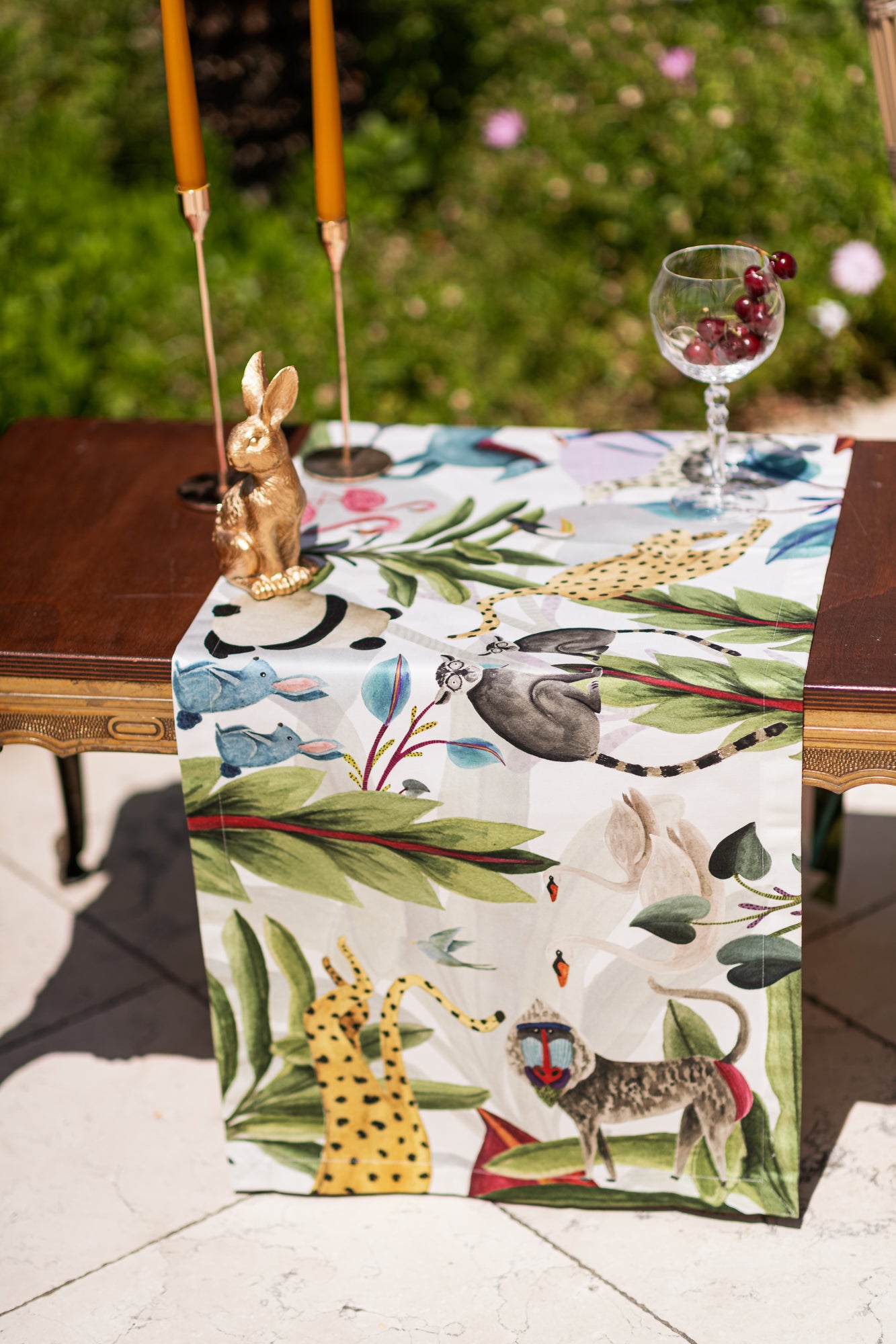 Cotton Satin Runner «Funky Animals» 100% Made in Italy - The Napking