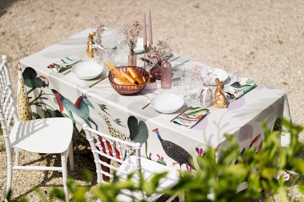 Tovaglia in raso «Funky Animals» 100% Made in Italy