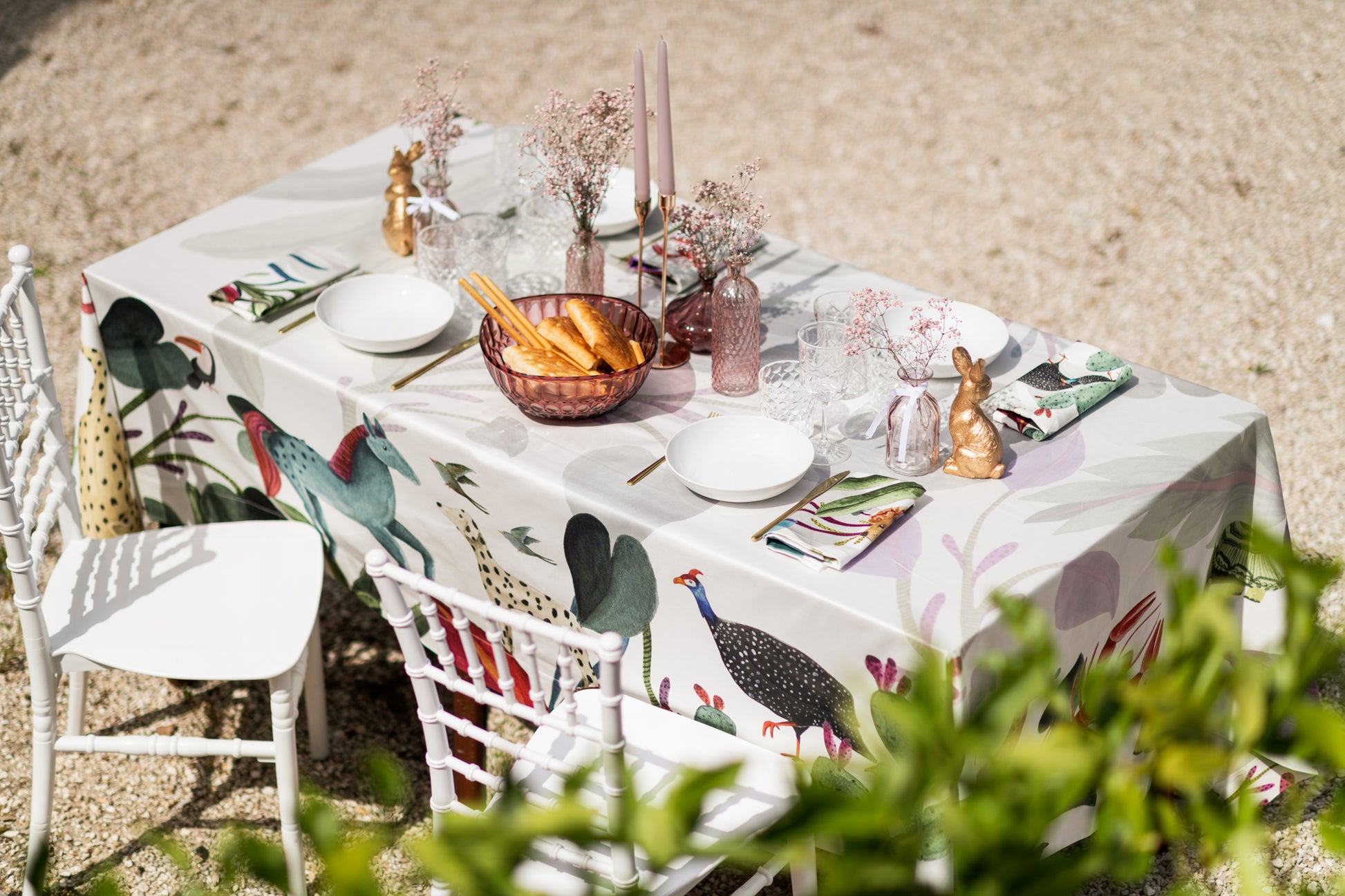 Tovaglia in raso «Funky Animals» 100% Made in Italy