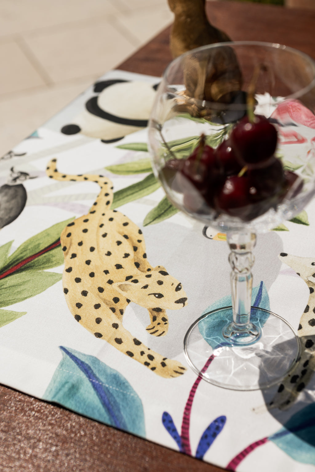 Cotton Satin Runner «Funky Animals» 100% Made in Italy - The Napking