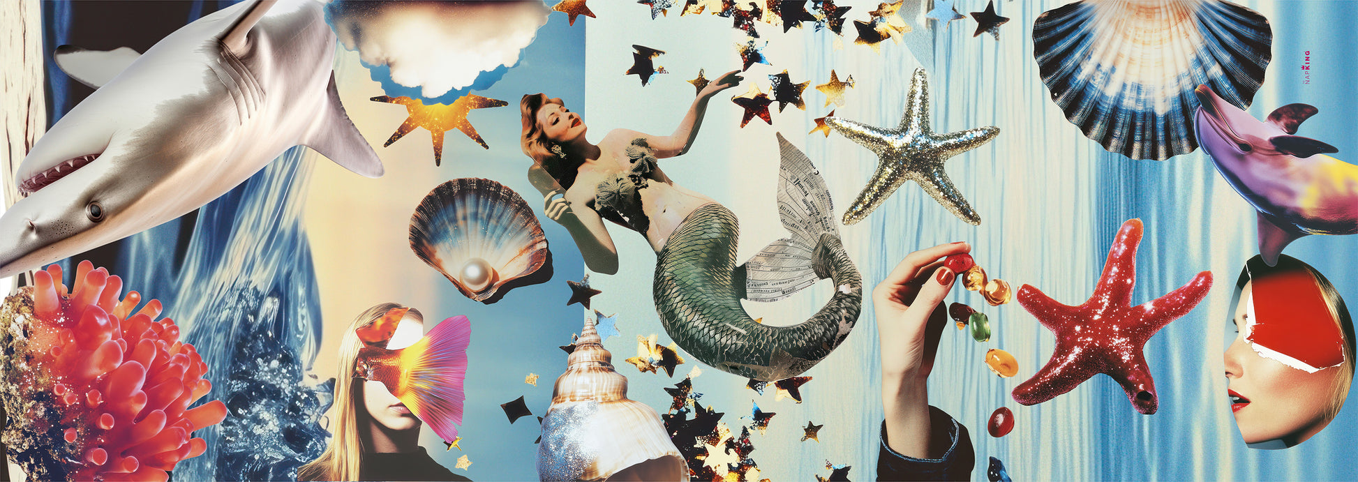 Panama Cotton Table Runner Glitter Blue