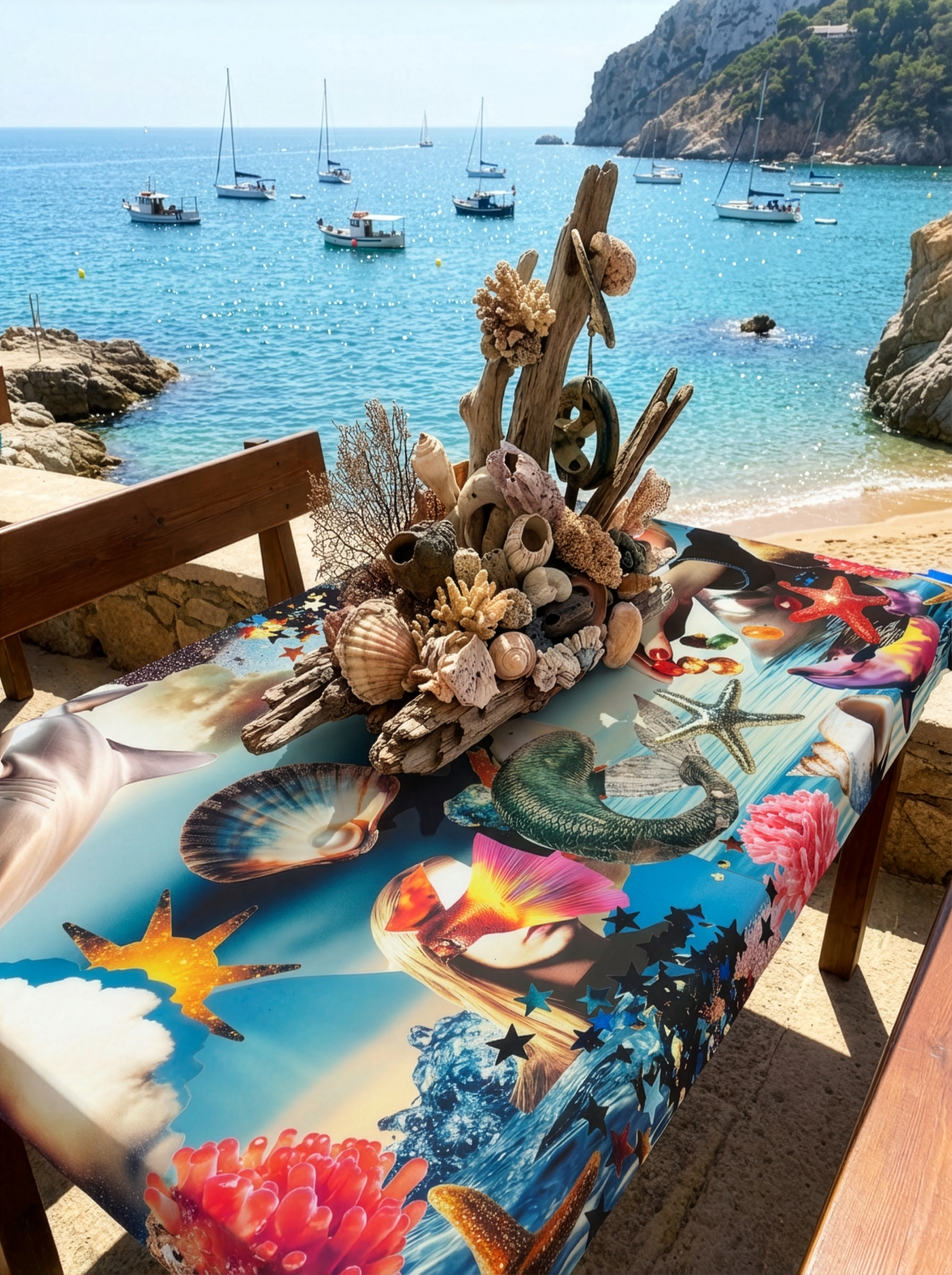 Panama Cotton Tablecloth Glitter Blue