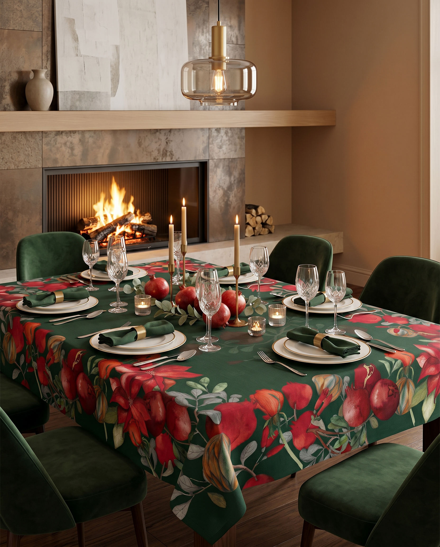 Grenade Green Variant Tablecloth Cotton Satin