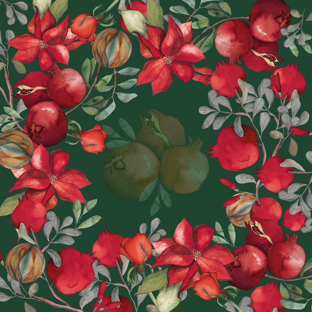 Satin Tablecloth «Grenade» Green Variant 100% Made in Italy The Napking