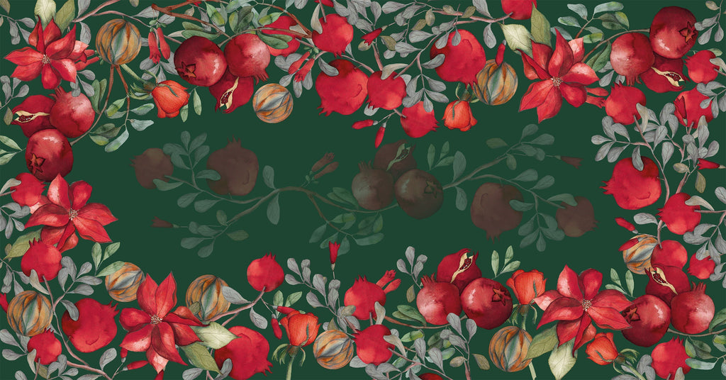 Satin Tablecloth «Grenade» Green Variant 100% Made in Italy