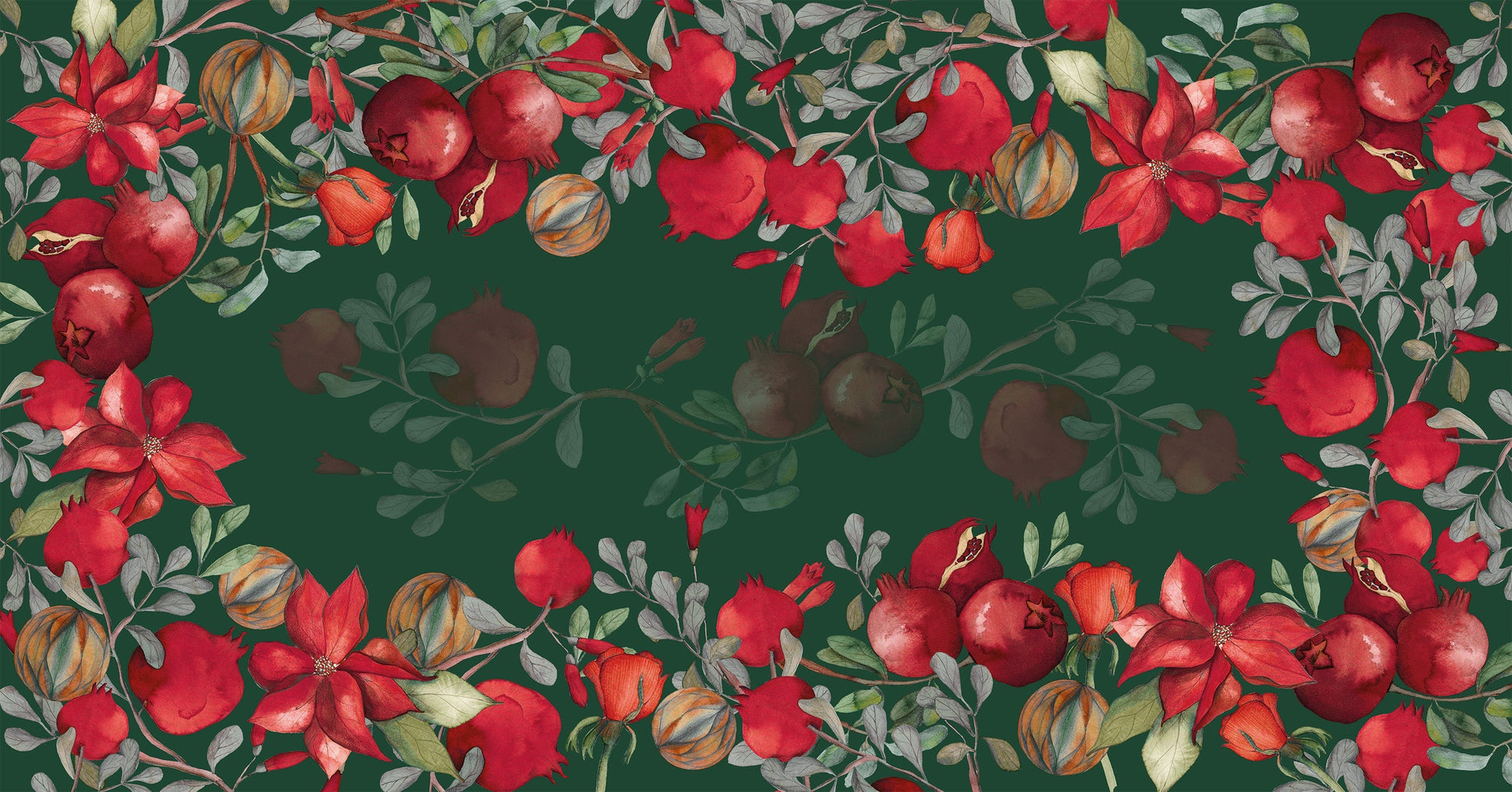 Satin Tablecloth «Grenade» Green Variant 100% Made in Italy