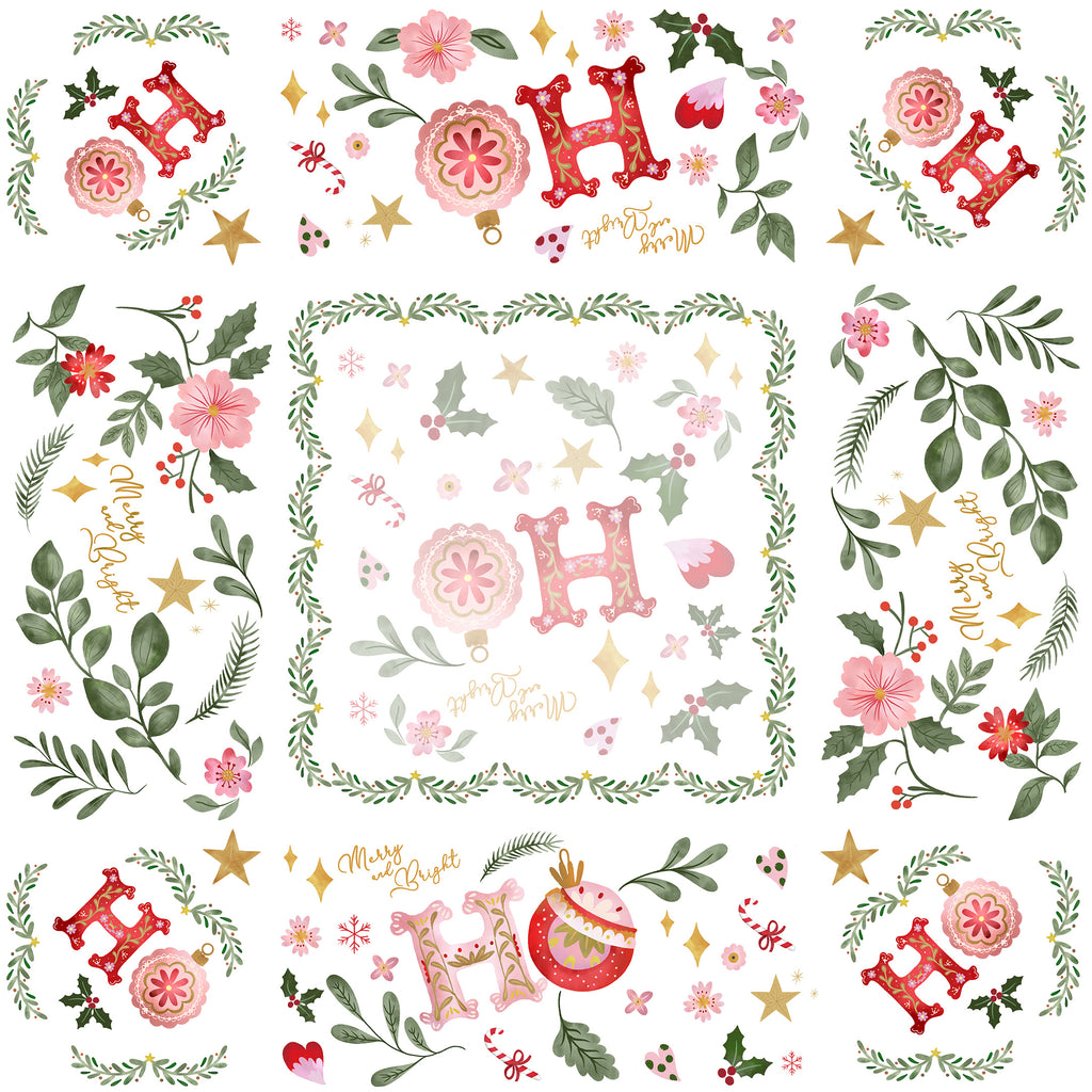 Ho Ho Ho tablecloth in mixed linen, 180x270 cm, Ho Ho Ho Christmas print