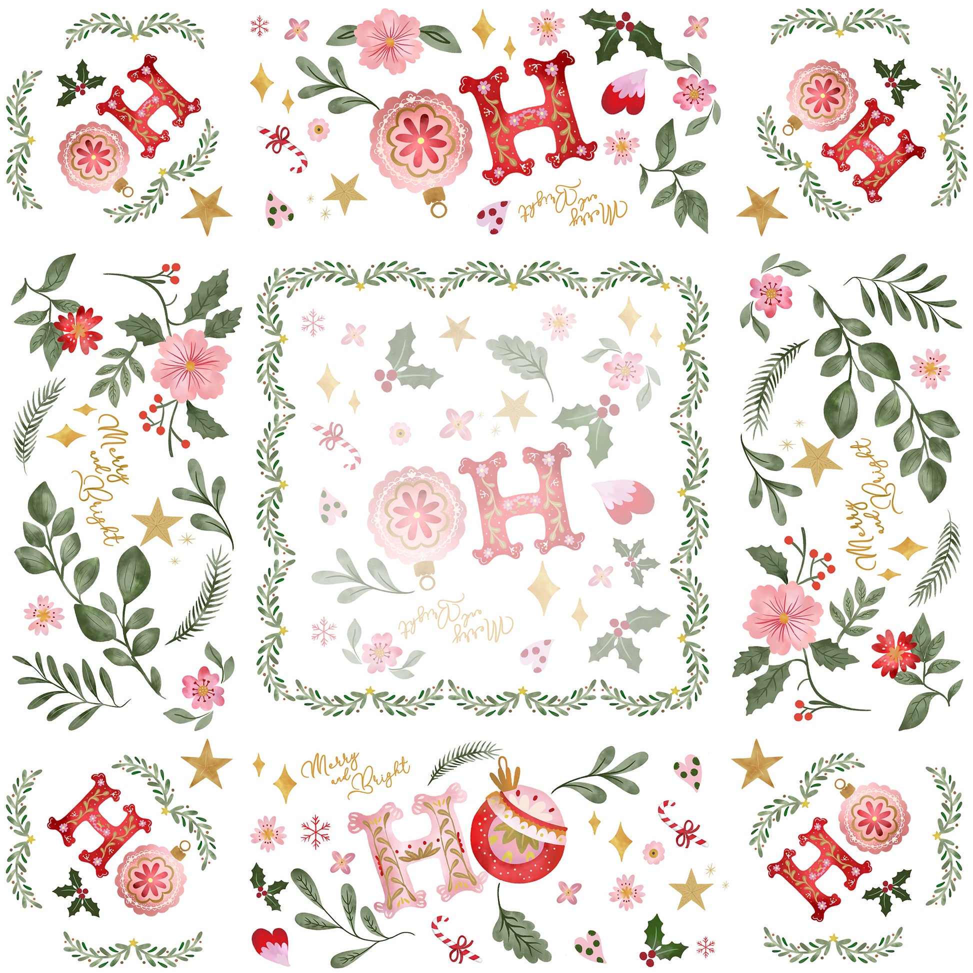 Ho Ho Ho tablecloth in mixed linen, 180x270 cm, Ho Ho Ho Christmas print