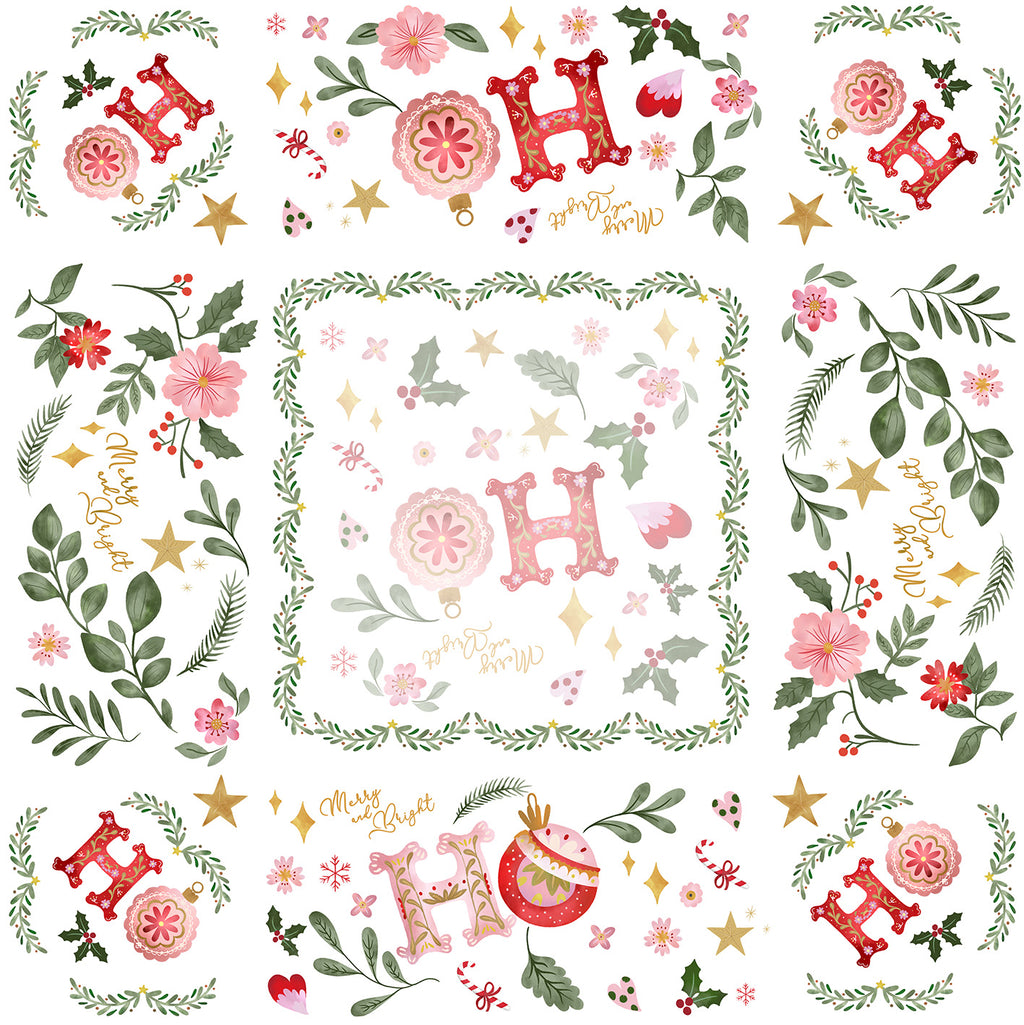 Ho Ho Ho tablecloth in mixed linen, 120x120 cm, Ho Ho Ho Christmas print